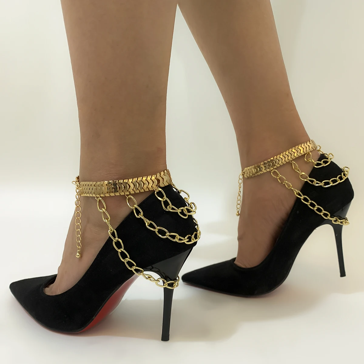 Ingemark 1PC Multilayer High Heel Shoe Tassel Chain Foot Ankle Bracelet for Women Crystal Pearl Beach Barefoot Sandals JewelryPr