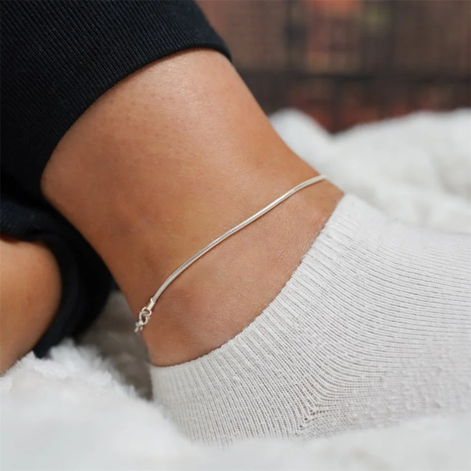 Visunion Snake Chain Anklet Stainless Steel Adjustable Chain Ankle Gifts for Women Girls Jewelry Accessories