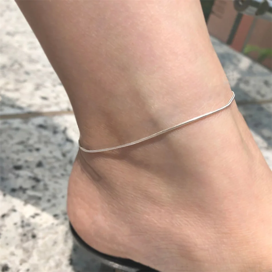 Visunion Snake Chain Anklet Stainless Steel Adjustable Chain Ankle Gifts for Women Girls Jewelry Accessories