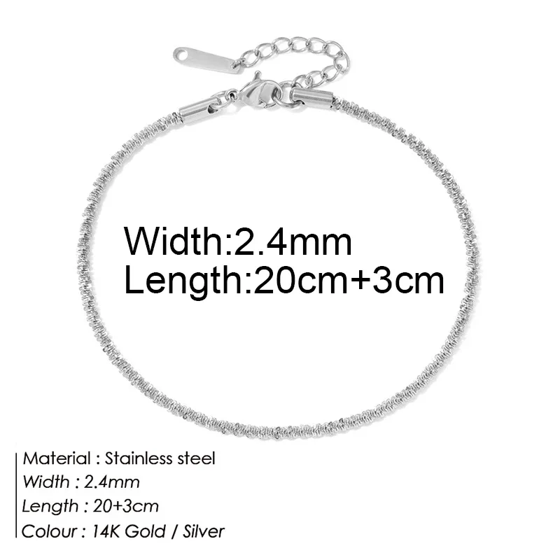 316 l stainless steel  women chain anklet jewelry Shiny Chains Anklet For Women Girls Friendship Beach Foot Jewelry Leg Bracelet
