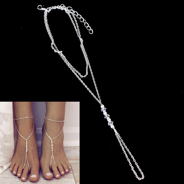 Pearl Anklet Bracelet Beach Imitation Pearl Barefoot Sandal Anklet Chain Foot