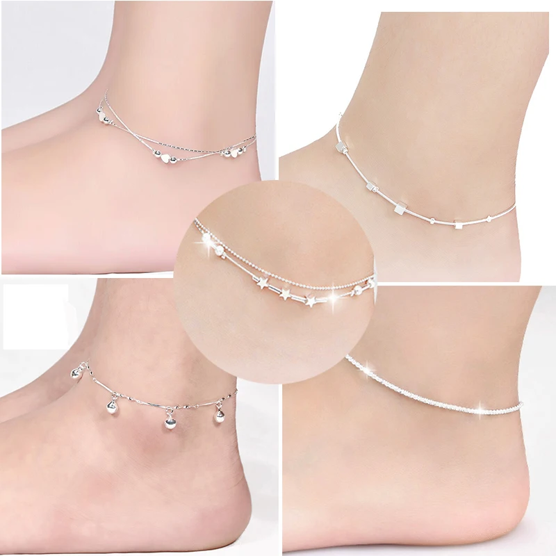 1pc Heart 925 Silver Plated Chain Anklet Bracelet Barefoot Sandal Beach Foot Jewelry