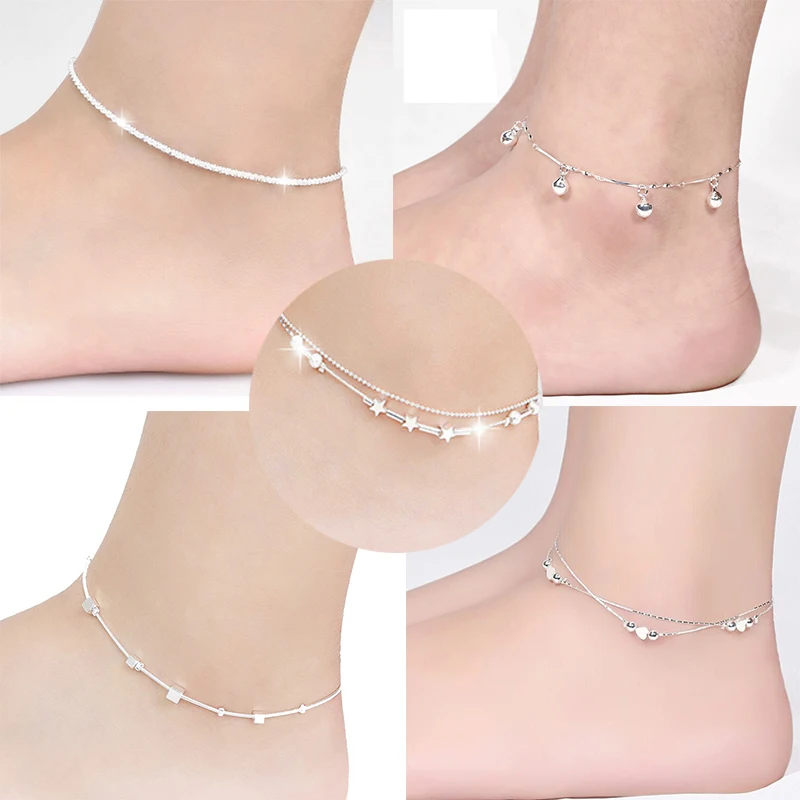 1pc Heart 925 Silver Plated Chain Anklet Bracelet Barefoot Sandal Beach Foot Jewelry