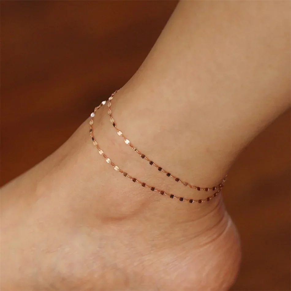 316 l stainless steel Minimalist gold Color Chains Anklets For Women Girls Friend Foot Jewelry Leg Barefoot Bracelet jewelry