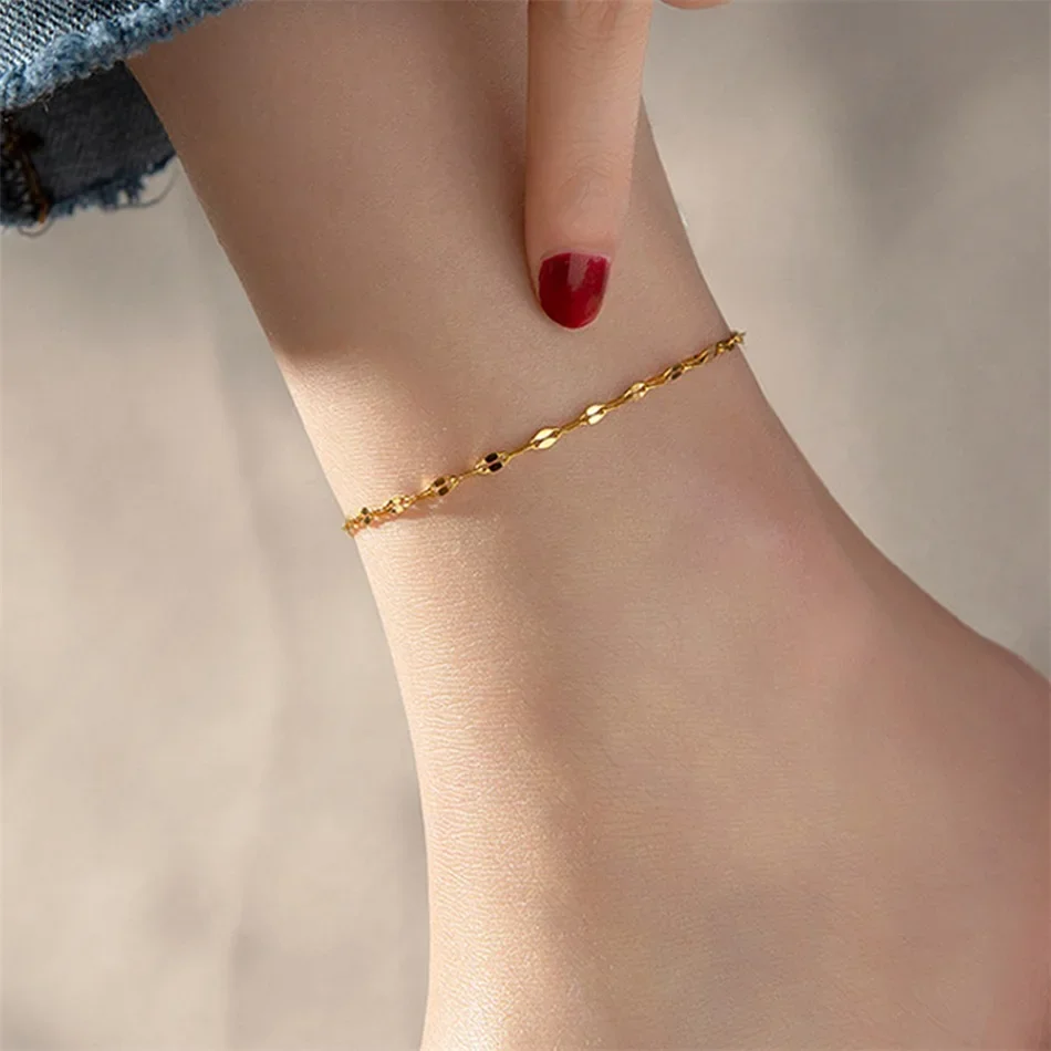 316 l stainless steel Minimalist gold Color Chains Anklets For Women Girls Friend Foot Jewelry Leg Barefoot Bracelet jewelry