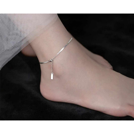 Women Fashion Snake Chain Anklets Real 925 Sterling Silver Jewelry