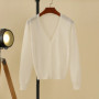 Summer Cardigan Women Cropped Korean Fashion Style Female Black Women's Coat Clothing V-neck Ladies Sweater Outerwear Cute Basic