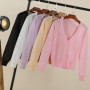 Summer Cardigan Women Cropped Korean Fashion Style Female Black Women's Coat Clothing V-neck Ladies Sweater Outerwear Cute Basic
