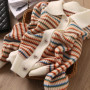 Women's Colorful Striped Knitted Cardigan Short Spring Autumn Vintage Stripe Sweater Fashion Slimming Flip Collar Loose Top