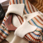 Women's Colorful Striped Knitted Cardigan Short Spring Autumn Vintage Stripe Sweater Fashion Slimming Flip Collar Loose Top