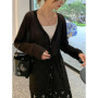 Women's Lightweight V-Neck Long Sleeve Cardigan Top, Sun Protection Spring Summer Autumn Jacket for Casual Daily Outwear
