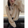 New 2025 high-end autumn and winter knitted women's lapel cashmere wool sweater casual short women's cardigan 100 wool sweater