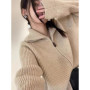 New 2025 high-end autumn and winter knitted women's lapel cashmere wool sweater casual short women's cardigan 100 wool sweater
