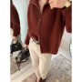 New 2025 high-end autumn and winter knitted women's lapel cashmere wool sweater casual short women's cardigan 100 wool sweater