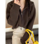 New 2025 high-end autumn and winter knitted women's lapel cashmere wool sweater casual short women's cardigan 100 wool sweater