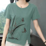 Women Printing Pullover Short Sleeve Round Neck T-shirt Casual Comfortable Tops
