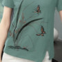 Women Printing Pullover Short Sleeve Round Neck T-shirt Casual Comfortable Tops