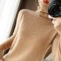 Women Sweater Winter Cashmere Turtleneck Warm Knitwear Korean Casual Solid Bottoming Shirt Fashion Knit Pullovers Brown Sweater