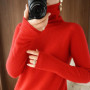 Women Sweater Winter Cashmere Turtleneck Warm Knitwear Korean Casual Solid Bottoming Shirt Fashion Knit Pullovers Brown Sweater