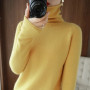Women Sweater Winter Cashmere Turtleneck Warm Knitwear Korean Casual Solid Bottoming Shirt Fashion Knit Pullovers Brown Sweater
