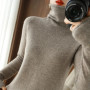 Women Sweater Winter Cashmere Turtleneck Warm Knitwear Korean Casual Solid Bottoming Shirt Fashion Knit Pullovers Brown Sweater