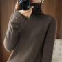 Women Sweater Winter Cashmere Turtleneck Warm Knitwear Korean Casual Solid Bottoming Shirt Fashion Knit Pullovers Brown Sweater