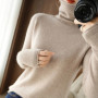 Women Sweater Winter Cashmere Turtleneck Warm Knitwear Korean Casual Solid Bottoming Shirt Fashion Knit Pullovers Brown Sweater