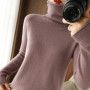 Women Sweater Winter Cashmere Turtleneck Warm Knitwear Korean Casual Solid Bottoming Shirt Fashion Knit Pullovers Brown Sweater