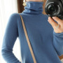 Women Sweater Winter Cashmere Turtleneck Warm Knitwear Korean Casual Solid Bottoming Shirt Fashion Knit Pullovers Brown Sweater