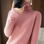 Women Sweater Winter Cashmere Turtleneck Warm Knitwear Korean Casual Solid Bottoming Shirt Fashion Knit Pullovers Brown Sweater
