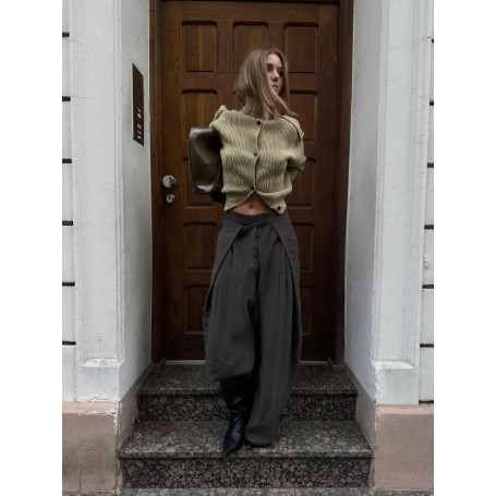 Women Solid Stand Neck Knitted Cardigan Casual Elegant Full Sleeve Fit Short Swearter 2026 Lady Winter Daily Commuting Knitwear