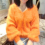 Sexy V Neck 100 Soft Natural Mink Cashmere Sweater Customize Multi Colors and Big Size Factory Pullovers JN028