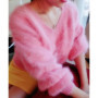 Sexy V Neck 100 Soft Natural Mink Cashmere Sweater Customize Multi Colors and Big Size Factory Pullovers JN028