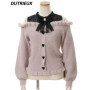 Sweet Lolita Winter Clothes Women Off Shoulder Sweater Pullover Student Elegant Long Sleeve Knitwear Bow Lace Waist Slim Sweater