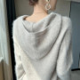 100 mink cashmere sweater women's hooded collar pullover casual loose Large size knitted hoodie autumn winter fashion Korean