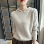 100 mink cashmere sweater women's hooded collar pullover casual loose Large size knitted hoodie autumn winter fashion Korean