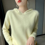 100 mink cashmere sweater women's hooded collar pullover casual loose Large size knitted hoodie autumn winter fashion Korean