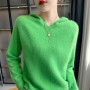 100 mink cashmere sweater women's hooded collar pullover casual loose Large size knitted hoodie autumn winter fashion Korean