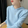 100 mink cashmere sweater women's hooded collar pullover casual loose Large size knitted hoodie autumn winter fashion Korean