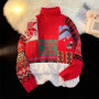 New Retro Christmas Tree Style Sweater For Men And Women In Autumn And Winter With Loose High Neck And Velvet Padded Sweater Top