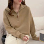Korean Half Zip-Up Sweater Women Retro Loose Sporty Knitted Pullover ladies Autumn Winter thicken warm Long Sleeve knit Jumpers