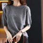 Hot Sale 100 Wool Cashmere Women's Sweaters And Pullovers Autumn Female O-Neck Clothing Short SLeeve Soft Jumper Tops Spring