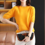 Hot Sale 100 Wool Cashmere Women's Sweaters And Pullovers Autumn Female O-Neck Clothing Short SLeeve Soft Jumper Tops Spring