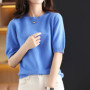 Hot Sale 100 Wool Cashmere Women's Sweaters And Pullovers Autumn Female O-Neck Clothing Short SLeeve Soft Jumper Tops Spring