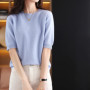 Hot Sale 100 Wool Cashmere Women's Sweaters And Pullovers Autumn Female O-Neck Clothing Short SLeeve Soft Jumper Tops Spring
