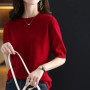 Hot Sale 100 Wool Cashmere Women's Sweaters And Pullovers Autumn Female O-Neck Clothing Short SLeeve Soft Jumper Tops Spring