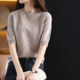 Hot Sale 100 Wool Cashmere Women's Sweaters And Pullovers Autumn Female O-Neck Clothing Short SLeeve Soft Jumper Tops Spring