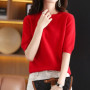 Hot Sale 100 Wool Cashmere Women's Sweaters And Pullovers Autumn Female O-Neck Clothing Short SLeeve Soft Jumper Tops Spring