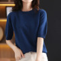 Hot Sale 100 Wool Cashmere Women's Sweaters And Pullovers Autumn Female O-Neck Clothing Short SLeeve Soft Jumper Tops Spring