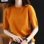 Hot Sale 100 Wool Cashmere Women's Sweaters And Pullovers Autumn Female O-Neck Clothing Short SLeeve Soft Jumper Tops Spring